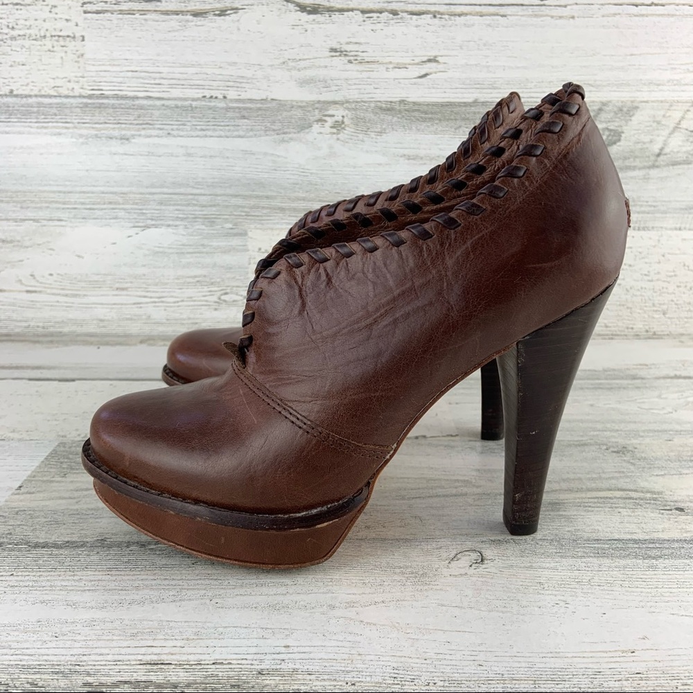 UGG Jamison Brown Leather Ankle Platform Pumps 7.5
